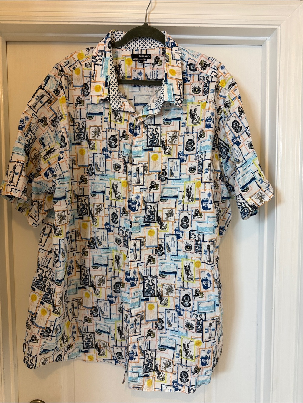 Murano Nautical Short-Sleeve Button-Down Shirt